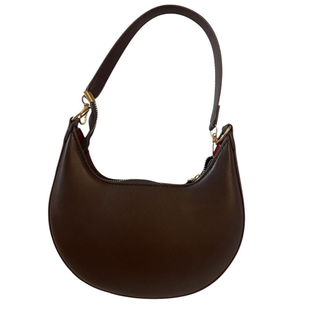 Brown Shoulder Bag Red Interior